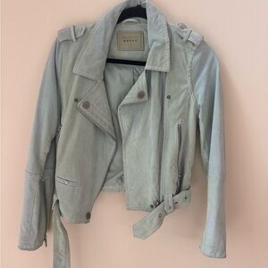 Blank NYC Women's Soft Teal Leather Jacket